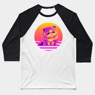 Sad Kitty Cat Retro Sunset Baseball T-Shirt